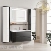 Тумба-умывальник "Римини 100" 1345-1.95 черный глянец с раковиной Премьер М 1000 белая 47-R-01.01