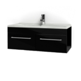 Тумба-умывальник "Мадрид 100 М" 2 ящика 1280-1.95 черный, раковиной Премьер 1000 М белая 47-R.01.01