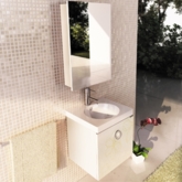 Тумба-умывальник "Магнолия-50" подвесная белые цветы с раковиной Ringo50 F01