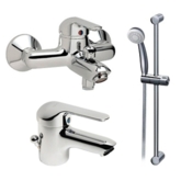 Комплект из двух смесителей и душевого гарнитура "Сева Эко" /В7778АА+ В7783АА+В9394АА/ хром В9850АА