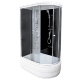 Душевая кабина C-120 L, стекло прозрачное, задняя чёрная стеклянная панель,1200*800*2200